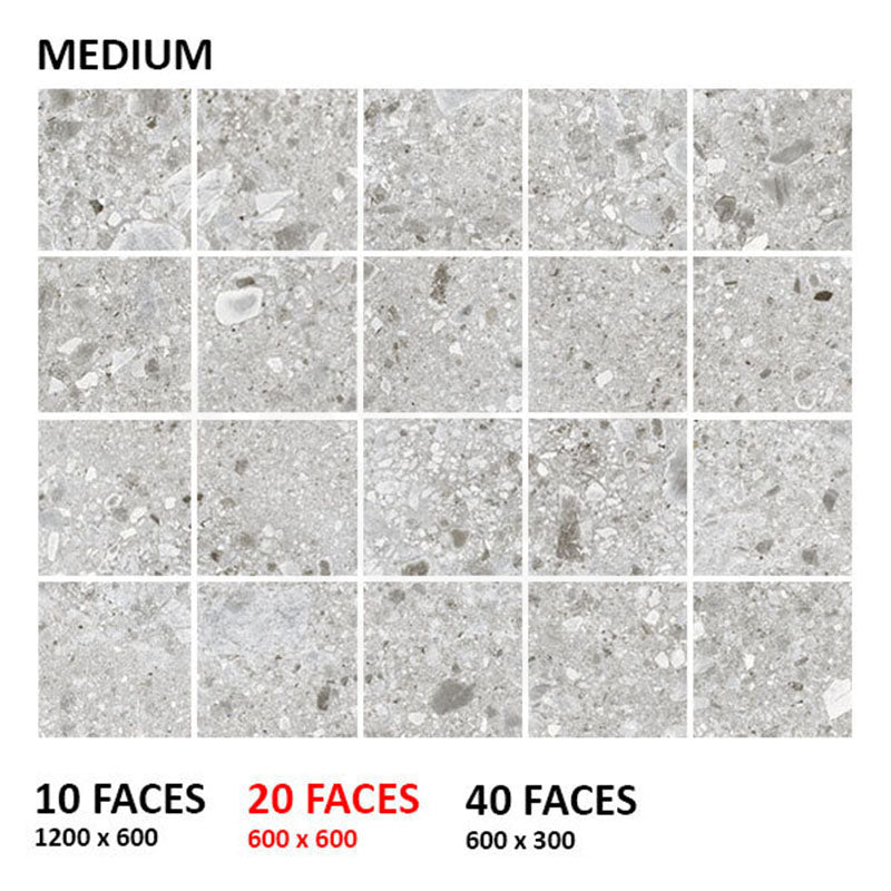 Ceppo Stone Terrazzo Look Surface Tec Medium Grey 300/600/1200mm Tile