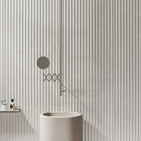 Crema Marfil Bianco 3D Concave Marble Look SilkTec White 600x1200mm Tile