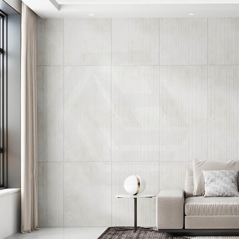 Cosmic Chalk 3D Line Décor Stone Look Matt Light Grey 600x1200mm Tile