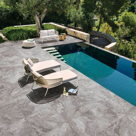Dreamy Grey Marble Look External Bullnose Pencil Edge 400x600x20mm