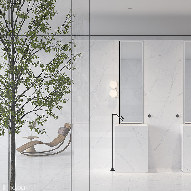 Kaolin Giselle 2.0 Marble Look White SilkTec Tile 300/600mm/Endless Vein 1200mm