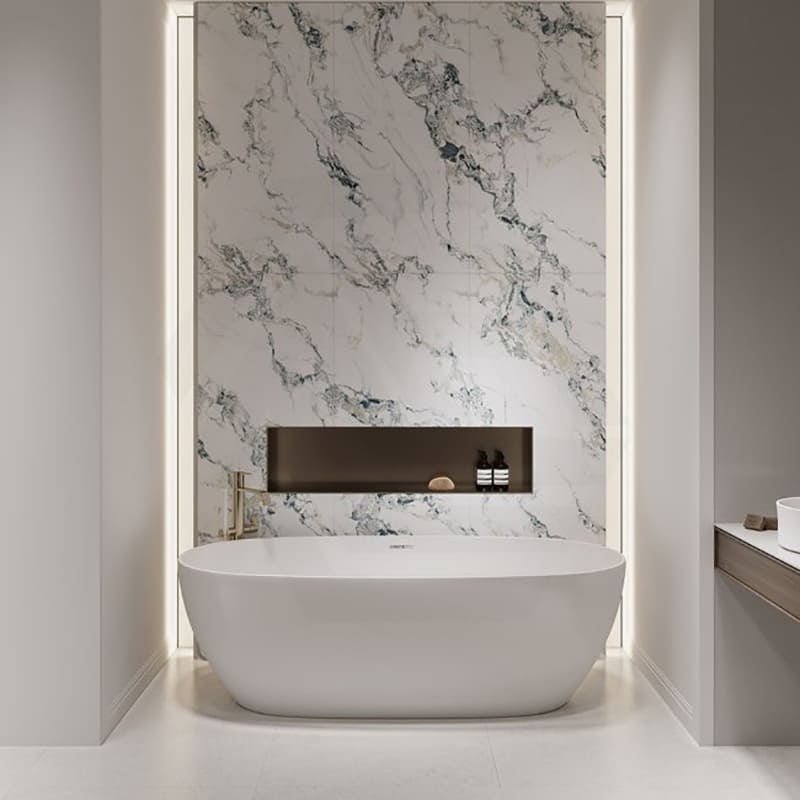 Kaolin Ice Jade 2.0 Mixed Colour Silktec Marble Look 600/1200mm Tile