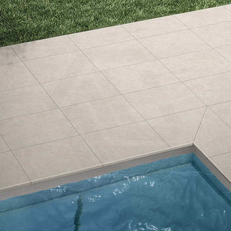 NAVONA Bianco External Bullnose Pencil Edge Travertine Look 400x600x20mm
