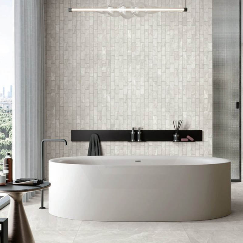 Capri Salt SurfaceTec Tumbled Edge 299x305mm Mosaic Tile (48x98mm Chip Piece)