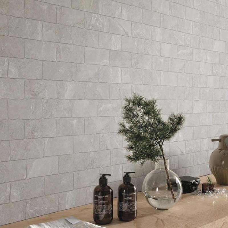 Capri Earl Grey SurfaceTec Subway Tumbled Edge 100x200mm Tile