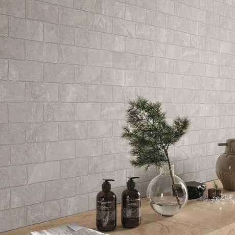 Capri Earl Grey SurfaceTec Subway Tumbled Edge 100x200mm Tile