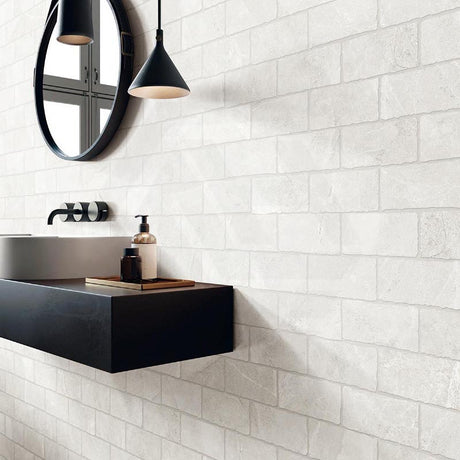 Capri Glacier SurfaceTec Subway Tumbled Edge 100x200mm Tile