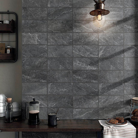 Capri Pepper SurfaceTec Subway Tumbled Edge 100x200mm Tile