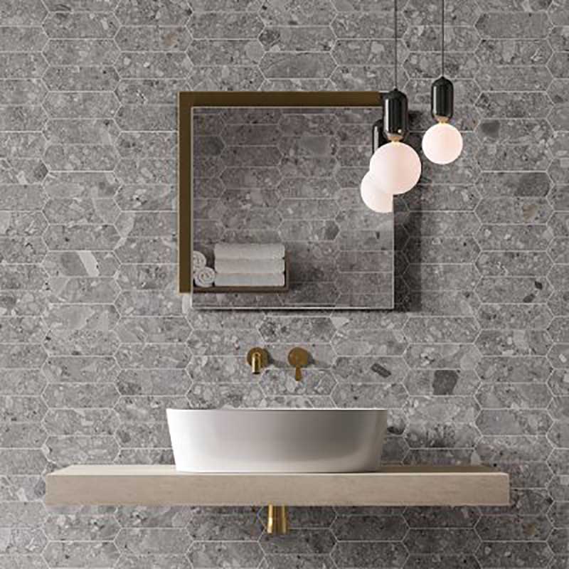 Ceppo Stone Dark SurfaceTec Picket 264x300.5mm Mosaic Tile