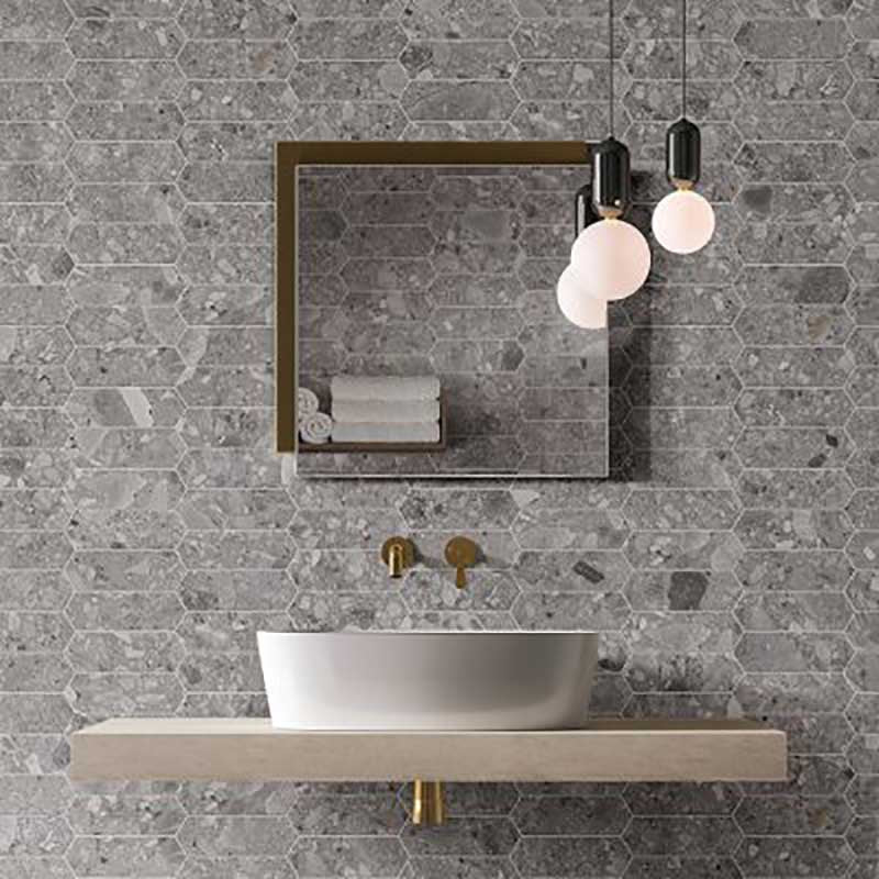 Ceppo Stone Dark SurfaceTec Picket 264x300.5mm Mosaic Tile