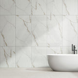 Calacatta Warm 3D Concave SilkTec Marble Look 600x1200mm Tile
