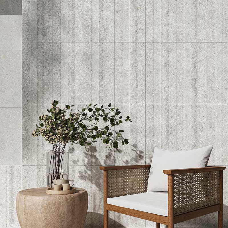 Dawn White Terrazzo Look Matt 300x600mm 3D Textured Tile