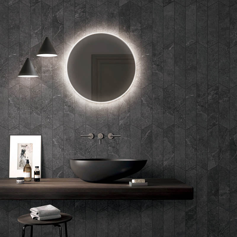 ENZO Coal SurfaceTec Marble Look 261x73mm Chevron Tile