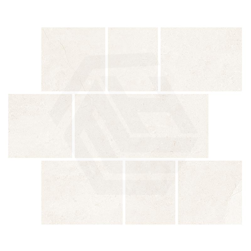 French Alps Cloud White Stax Mosaic Matt Tile 345.5x297mm Sheet