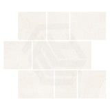 French Alps Cloud White Stax Mosaic Matt Tile 345.5x297mm Sheet