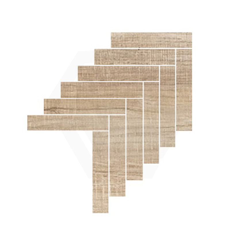 Hardwood Black Butt Herringbone Surface Tec Mosaic Tile 352x422mm Sheet