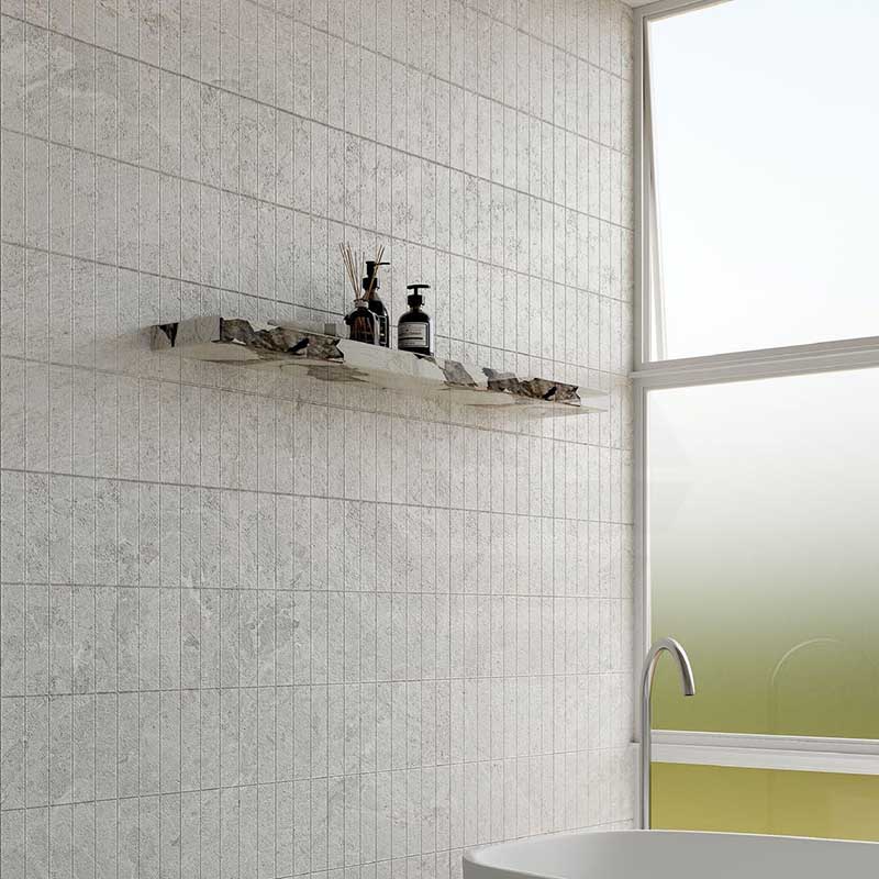 Rhythm White Matt Stone Look 300x600mm Brick Decor Feature Tile