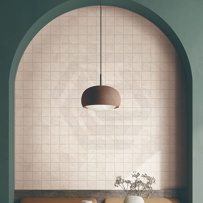 Santa Monica Ivory Matt Subway Tumbled Edge 100x100mm Tile