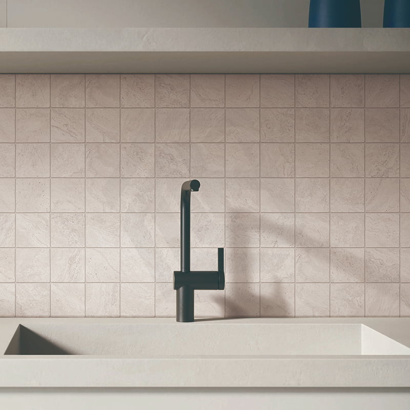 Santa Monica White Matt Subway Tumbled Edge 100x100mm Tile