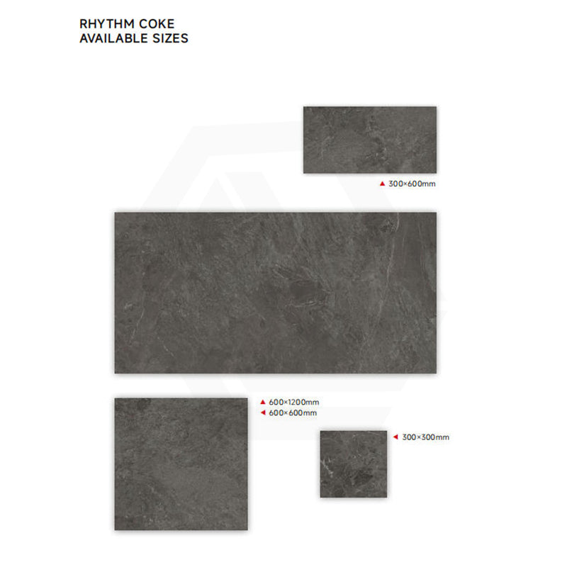 Rhythm Coke Matt Dark Grey Stone Look 300/600/1200mm Tile