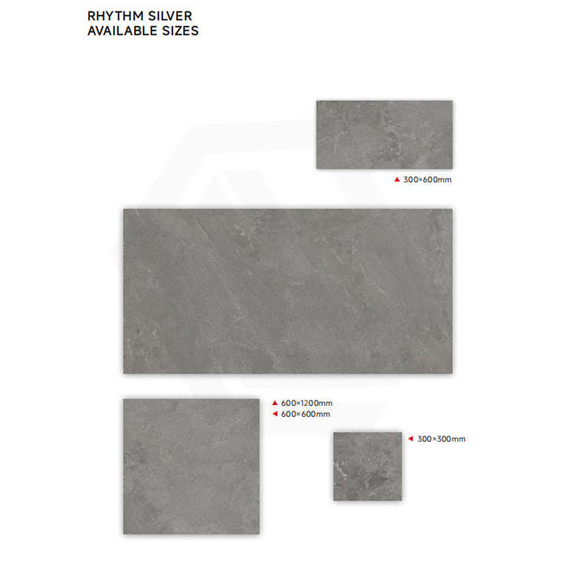 Rhythm Silver Matt Medium Grey Stone Look 300/600/1200mm Tile