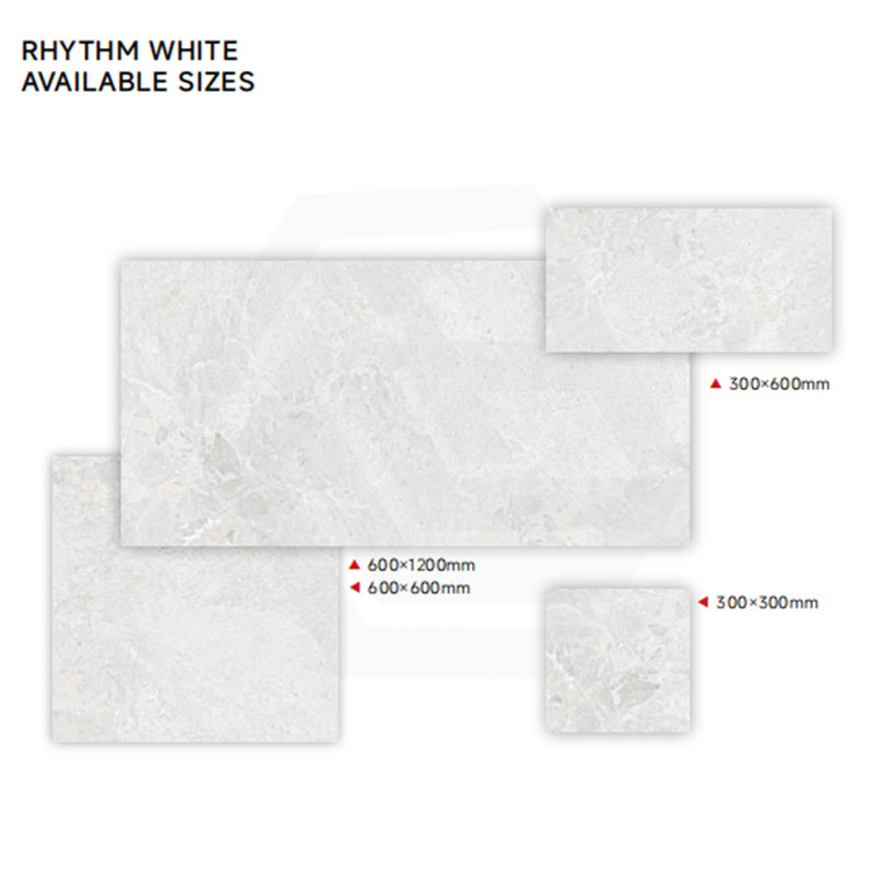 Rhythm White Matt Stone Look 300/600/1200mm Tile
