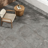 Rhythm Silver Grip Medium Grey Stone Look 600×600mm Tile