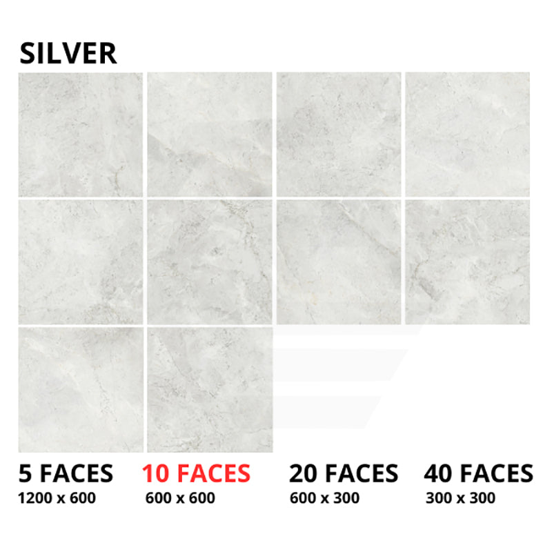 TundraExtra Silver SurfaceTec Light Grey Marble Look 300/600/1200mm Tile