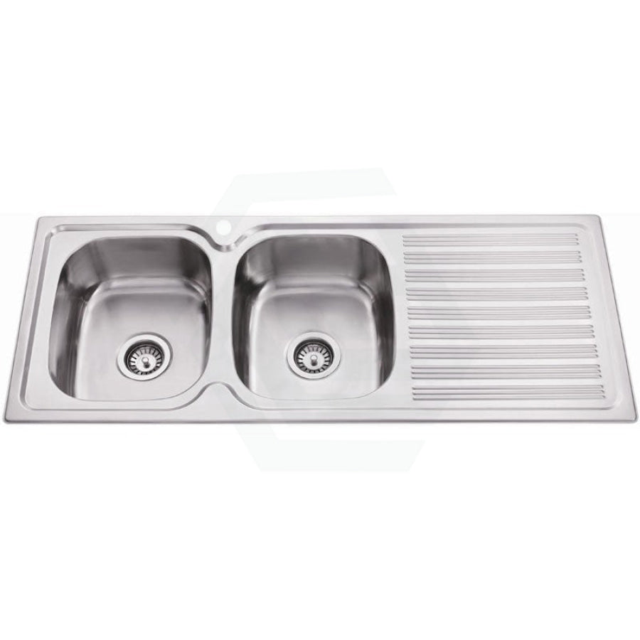 Eden 1180X480X170mm Stainless Steel Kitchen Sink Double Bowls Left Right Available Hand Bowl