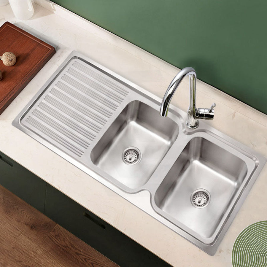 Eden 1180X480X170mm Stainless Steel Kitchen Sink Double Bowls Left Right Available