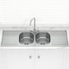 Stainless Steel Kitchen Sink Double Bowls Drainer Board 1380mm