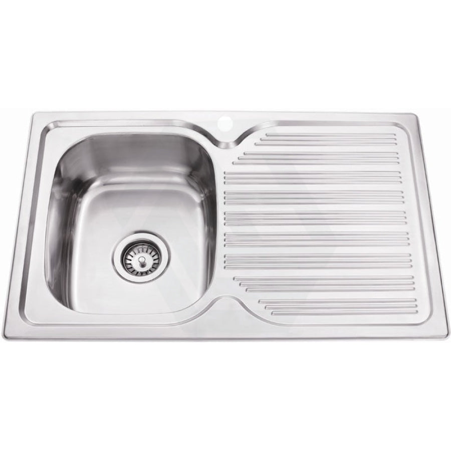 Eden 780X480X170mm Stainless Steel Kitchen Sink Left Right Single Bowl Available Drainer Board Hand