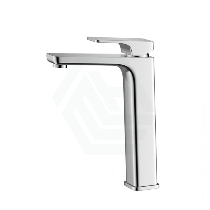 Eden Soft Square High Rise Basin Mixer Tap Brass Chrome Surface For Vanity Tall Mixers