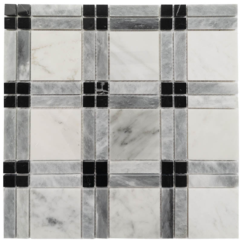 Marble Square Mosaic Matt Tile 300x300mm Sheet 3 Colors Available