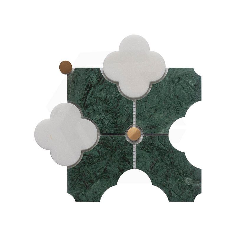 Marble Patterened Mosaic Green Metal Matt Tile 200x200mm Sheet