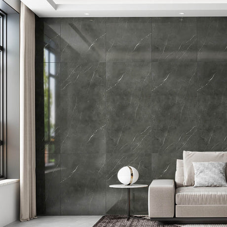 Bracca Dark Grey Polished Marble Look 300/600/1200mm Tile