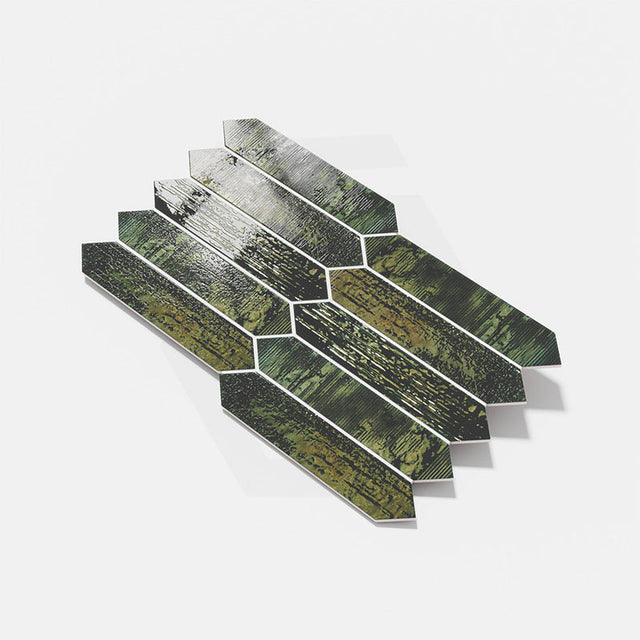 Crackle Decor Metal Gloss Mixed Pattern Polished Subway Tile 65x330mm