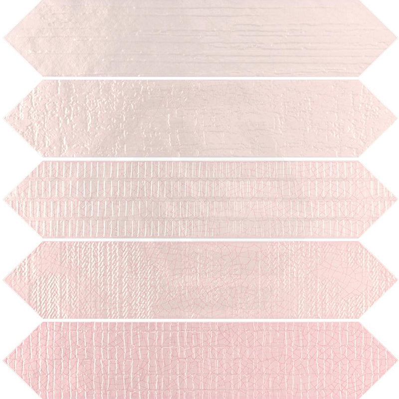 Crackle Decor Camelia Gloss Pink Polished Subway Tile 65x330mm