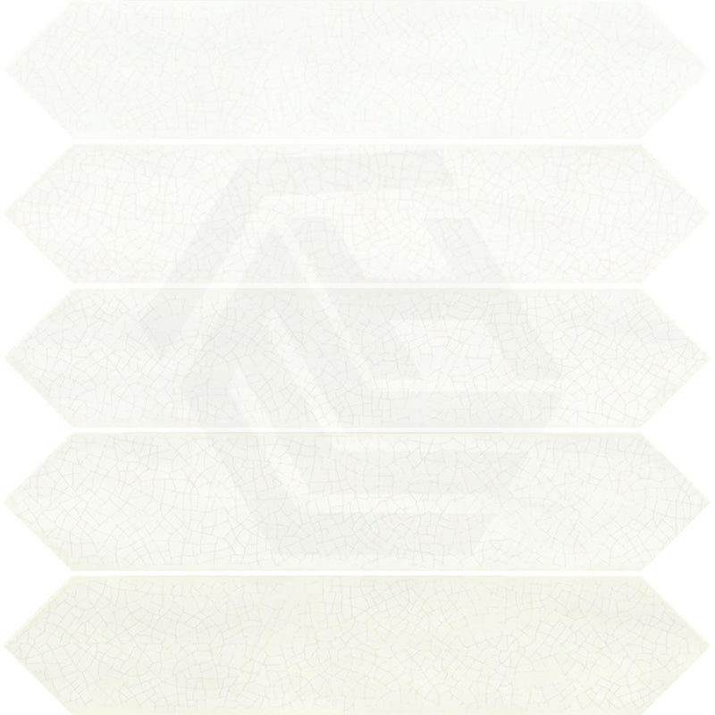 Crackle Nieve Gloss White Polished Subway Tile 65x330mm