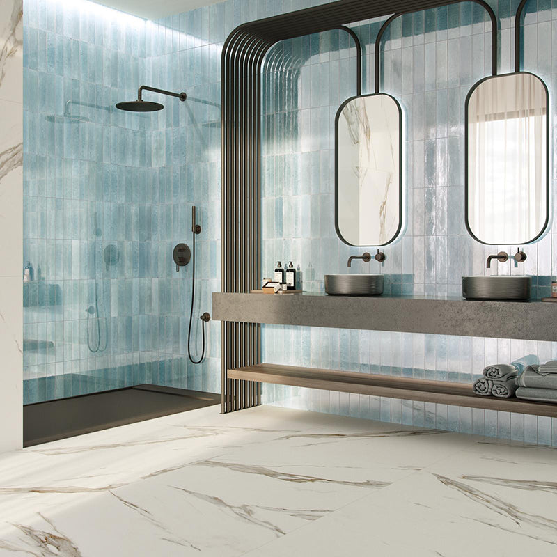 Agadir Agua Gloss Blue Polished Subway Tile 70/147/280mm