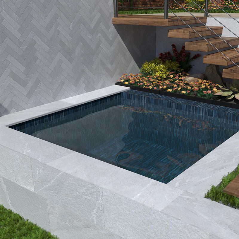 Kit-Kat Mosaic Ocean Gloss Blue Polished Tile 115x231mm