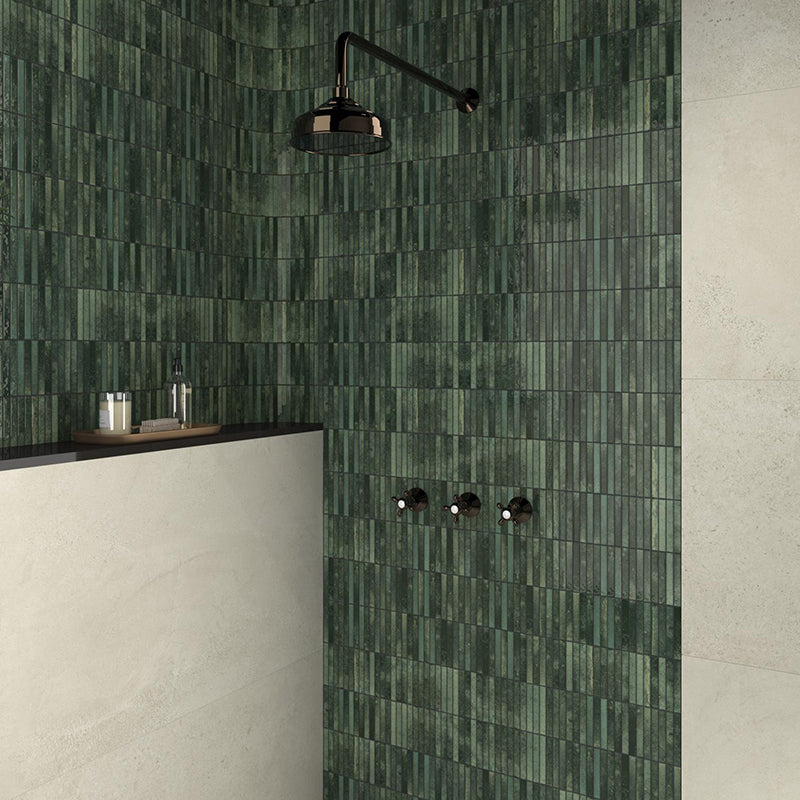 Kit-Kat Mosaic Grass Gloss Green Polished Tile 115x231mm