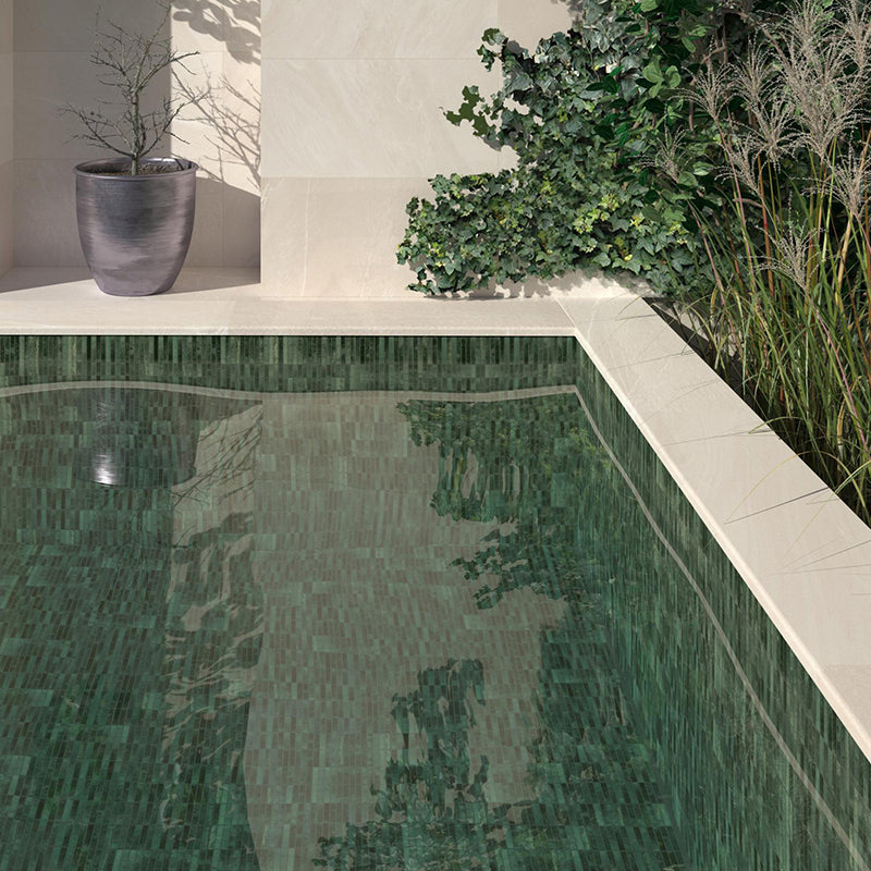 Kit-Kat Mosaic Grass Gloss Green Polished Tile 115x231mm