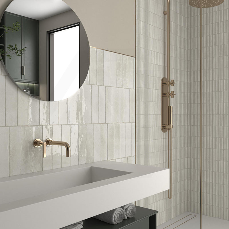 Kit-Kat Mosaic Ivory Gloss White Polished Tile 115x231mm