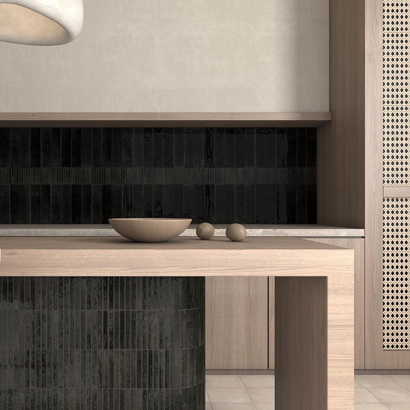 Kit-Kat Mosaic Noche Gloss Black Polished Tile 115x231mm