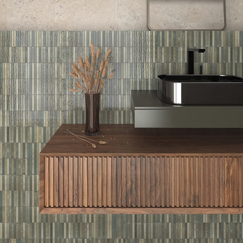 Kit-Kat Mosaic Musgo Gloss Green Polished Tile 115x231mm