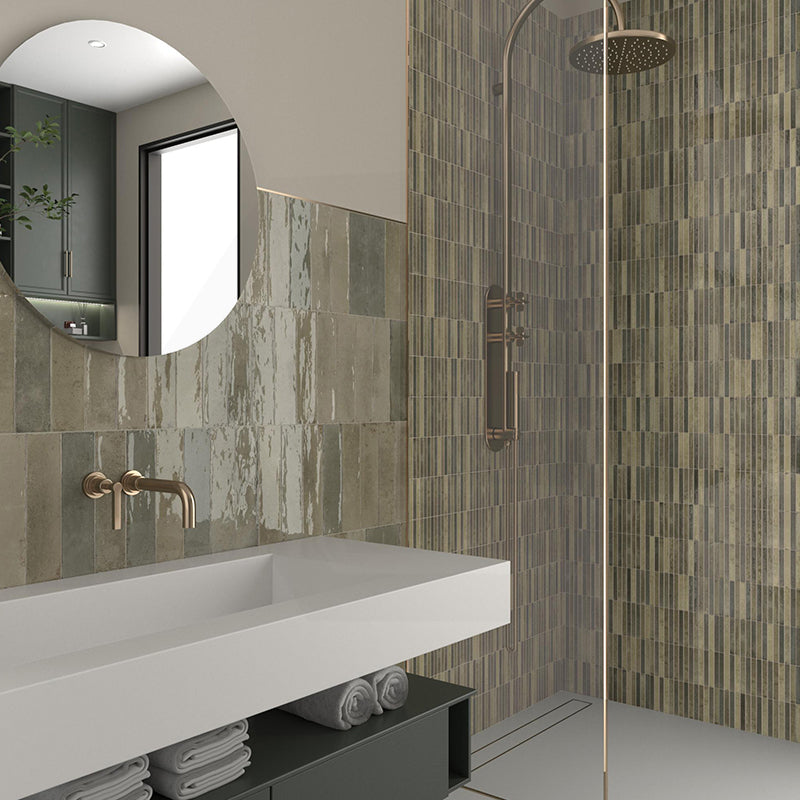 Kit-Kat Mosaic Musgo Gloss Green Polished Tile 115x231mm