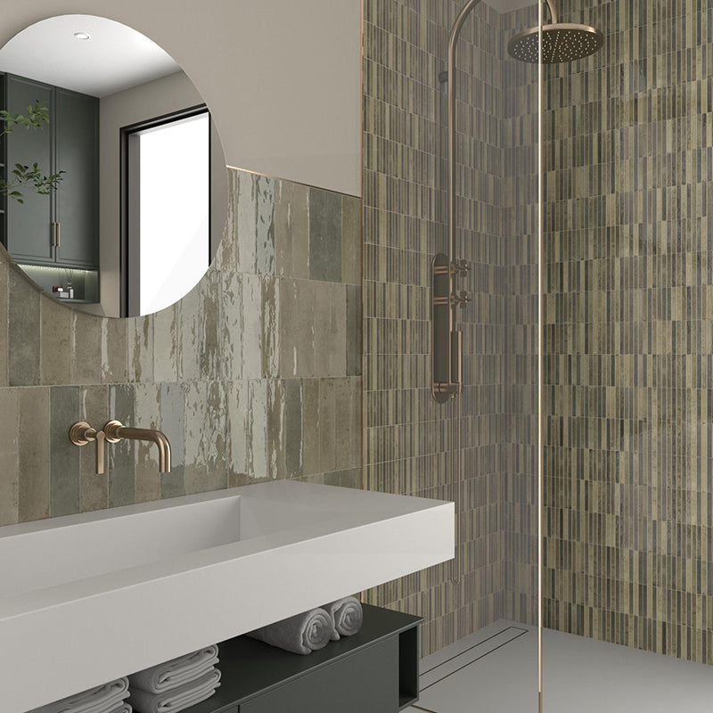 Agadir Musgo Gloss Green Polished Subway Tile 70x280mm