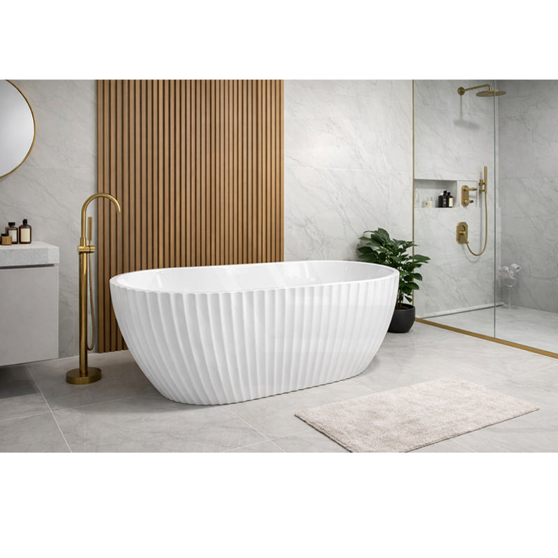 1500/1700mm Elite Oval Freestanding Bathtub Acrylic NO Overflow Gloss White