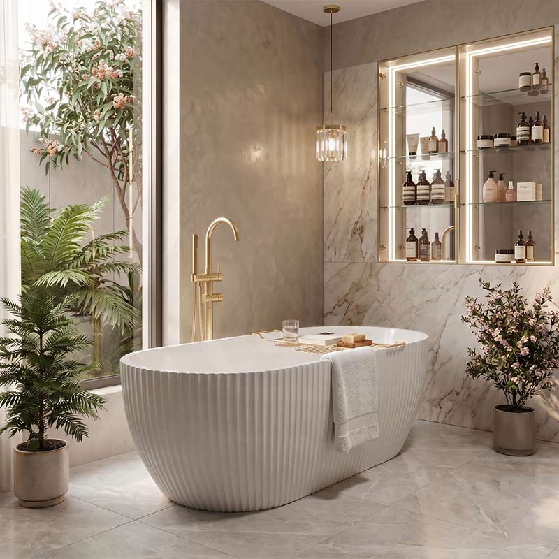 Elite Oval Freestanding Bathtub Acrylic NO Overflow 1500/1700mm - Gloss White